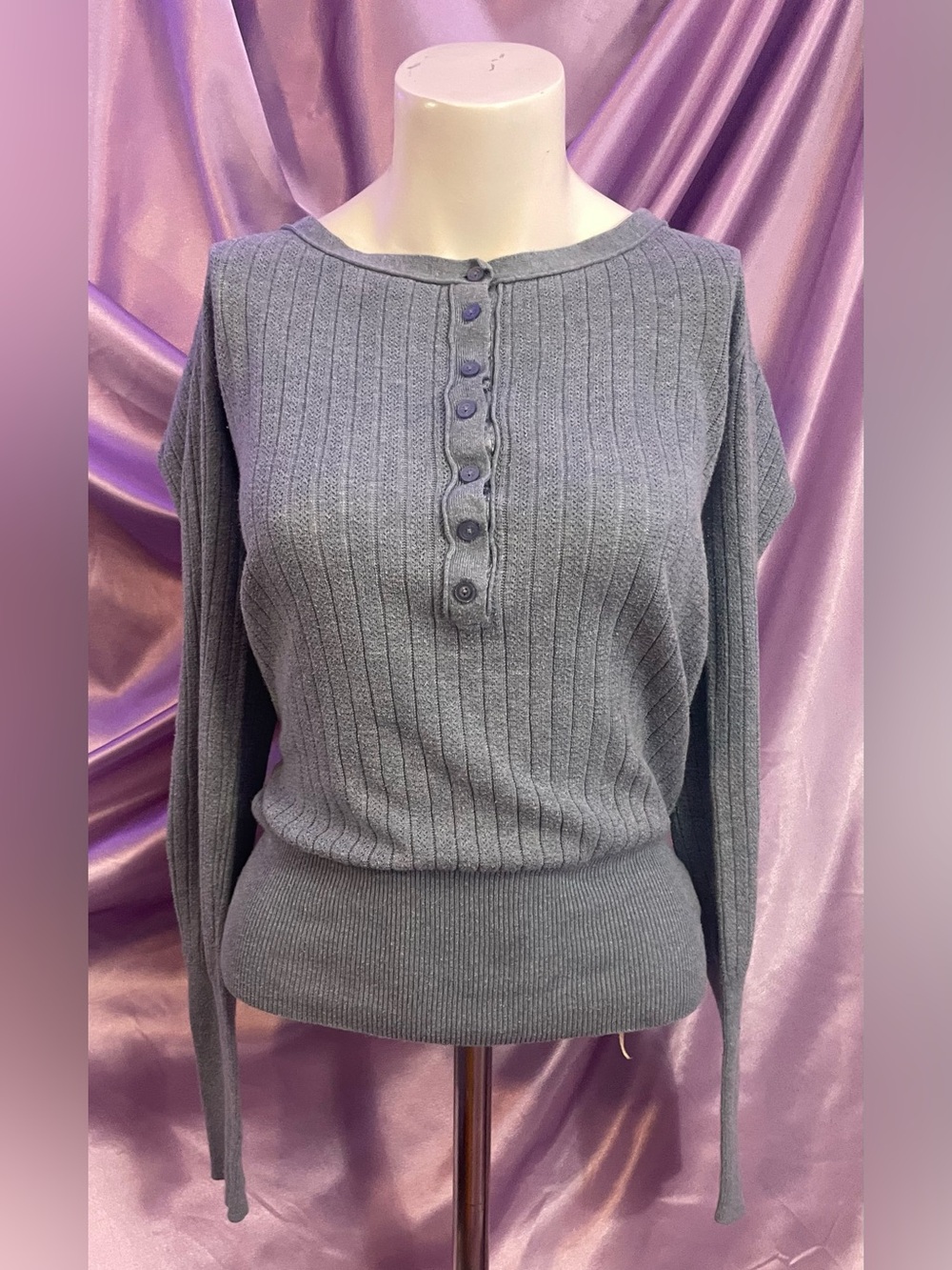 Vintage Y2K American Eagle Ribbed Scoop Neck Henley Top coquette grunge